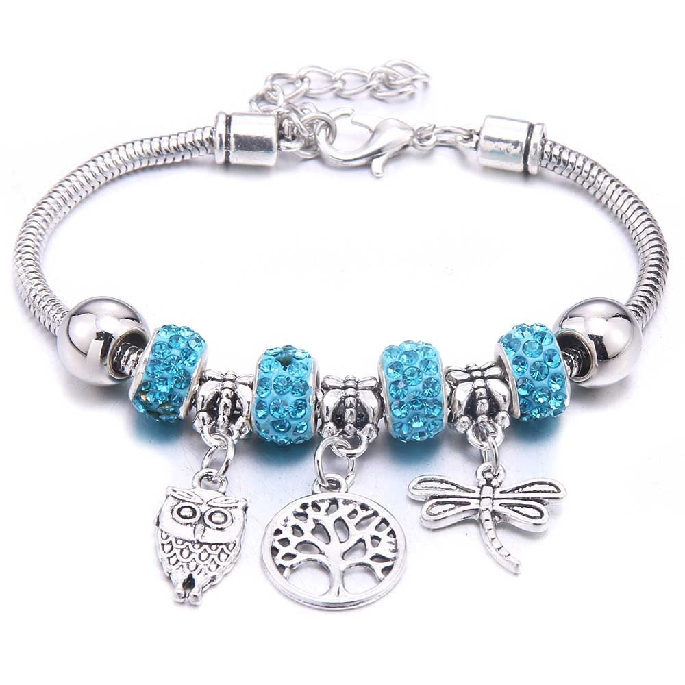 dragonfly owl Shape Crystal Charm Bracelets