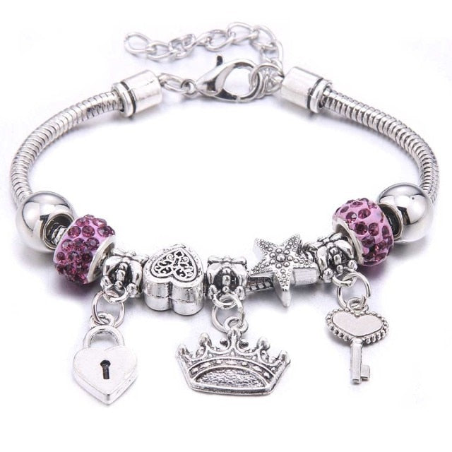 dragonfly owl Shape Crystal Charm Bracelets