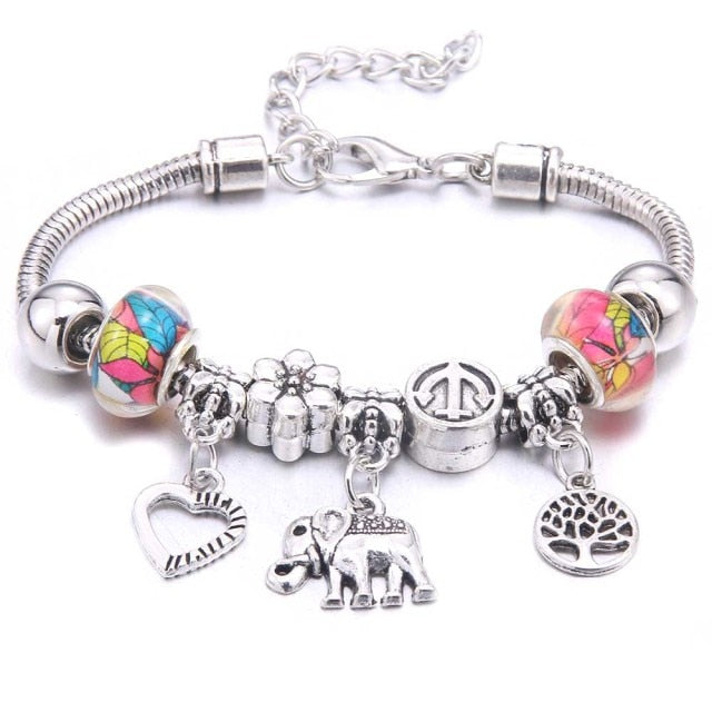 dragonfly owl Shape Crystal Charm Bracelets