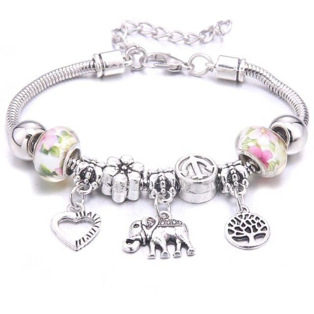 dragonfly owl Shape Crystal Charm Bracelets