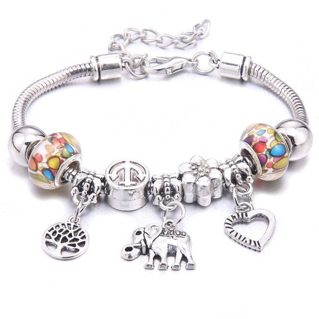 dragonfly owl Shape Crystal Charm Bracelets