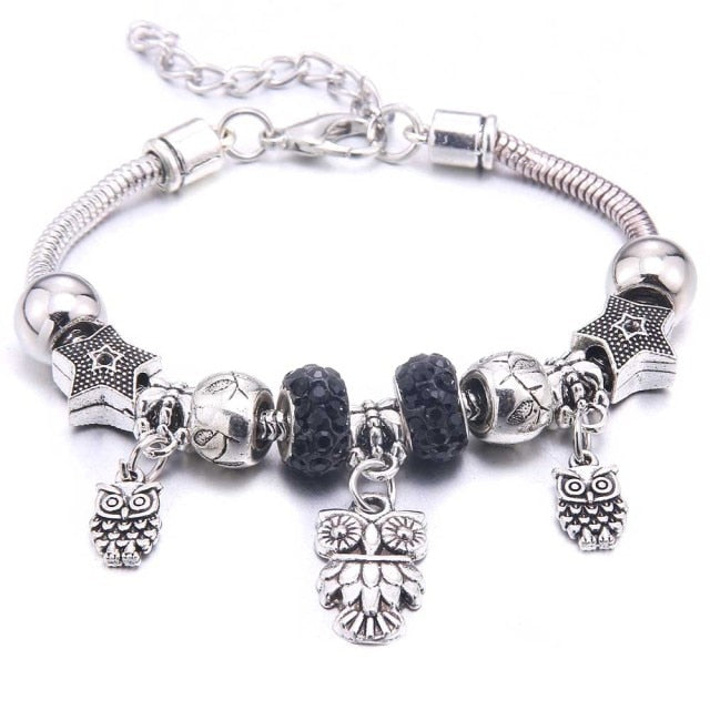 dragonfly owl Shape Crystal Charm Bracelets