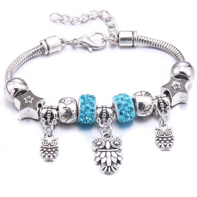 dragonfly owl Shape Crystal Charm Bracelets