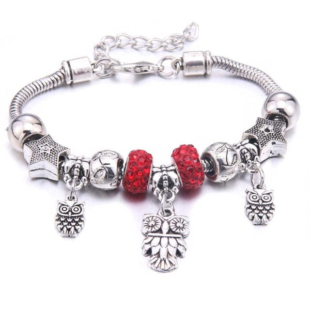 dragonfly owl Shape Crystal Charm Bracelets