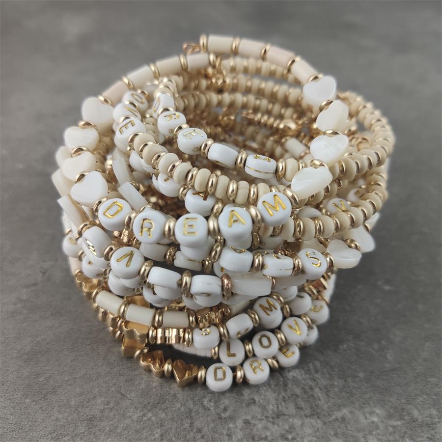Boho Letter White Charm Bracelet Men Women