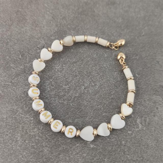 Boho Letter White Charm Bracelet Men Women