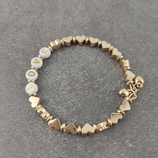 Boho Letter White Charm Bracelet Men Women