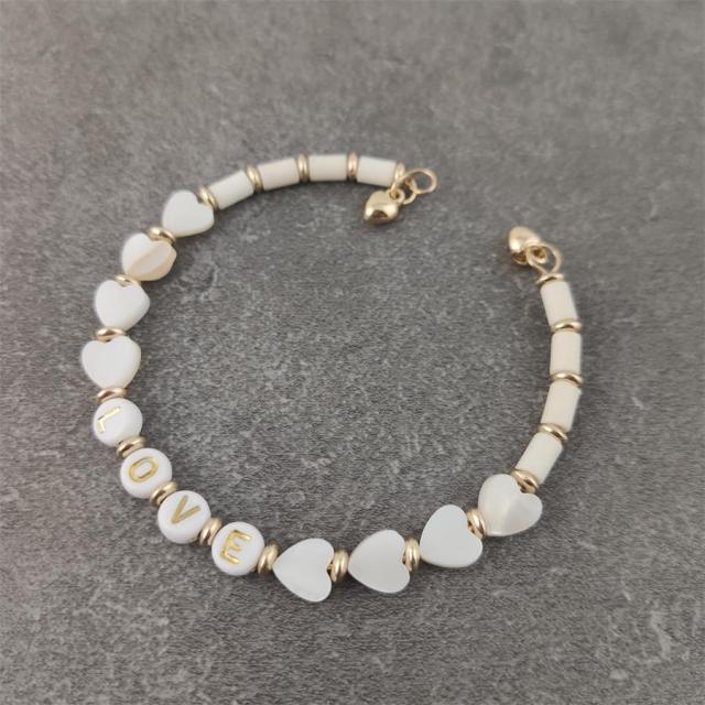 Boho Letter White Charm Bracelet Men Women