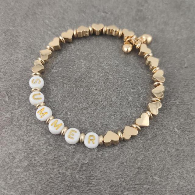 Boho Letter White Charm Bracelet Men Women