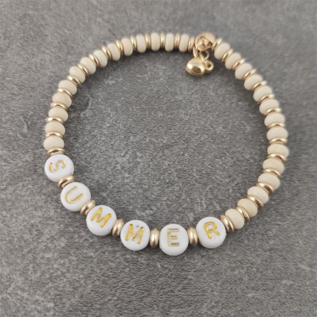 Boho Letter White Charm Bracelet Men Women
