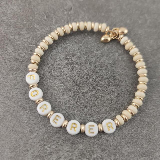 Boho Letter White Charm Bracelet Men Women