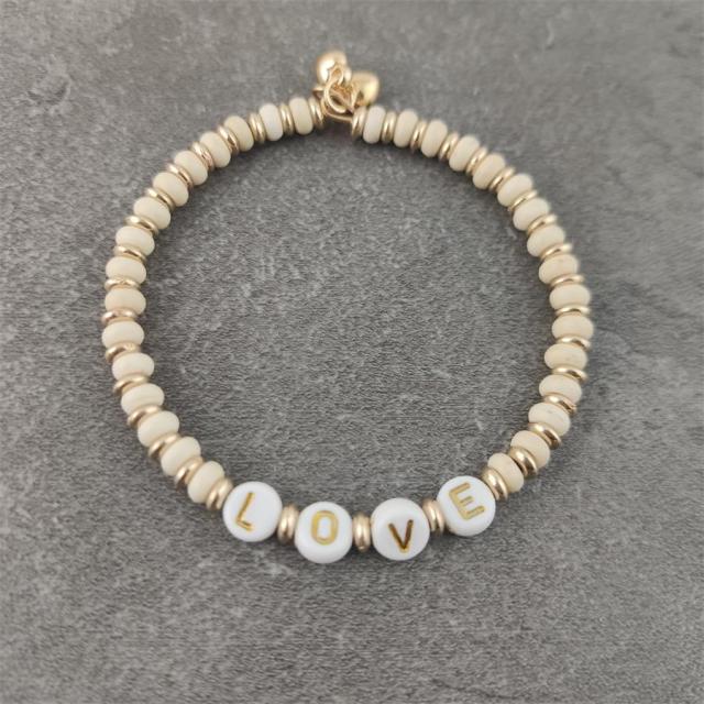 Boho Letter White Charm Bracelet Men Women