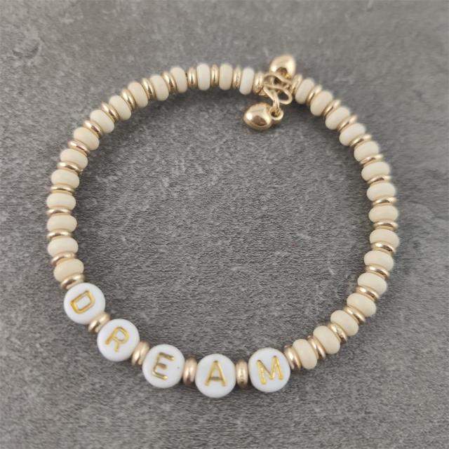 Boho Letter White Charm Bracelet Men Women
