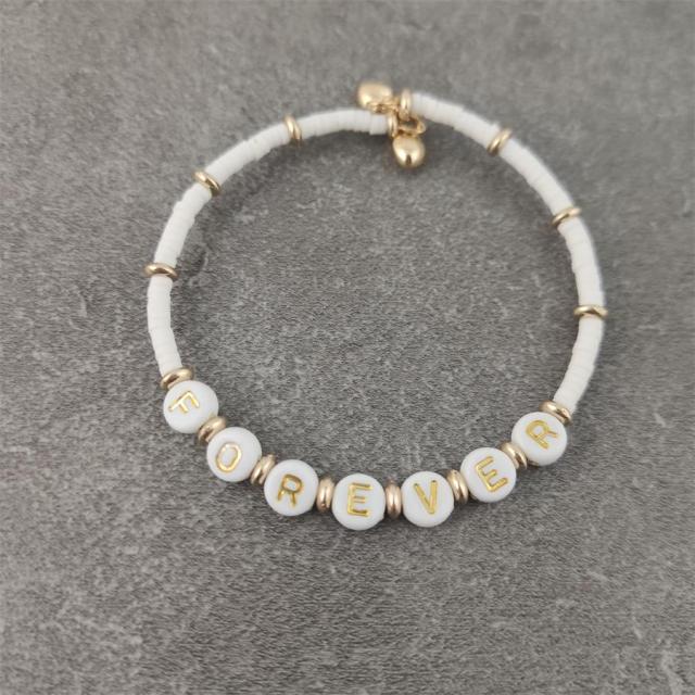 Boho Letter White Charm Bracelet Men Women