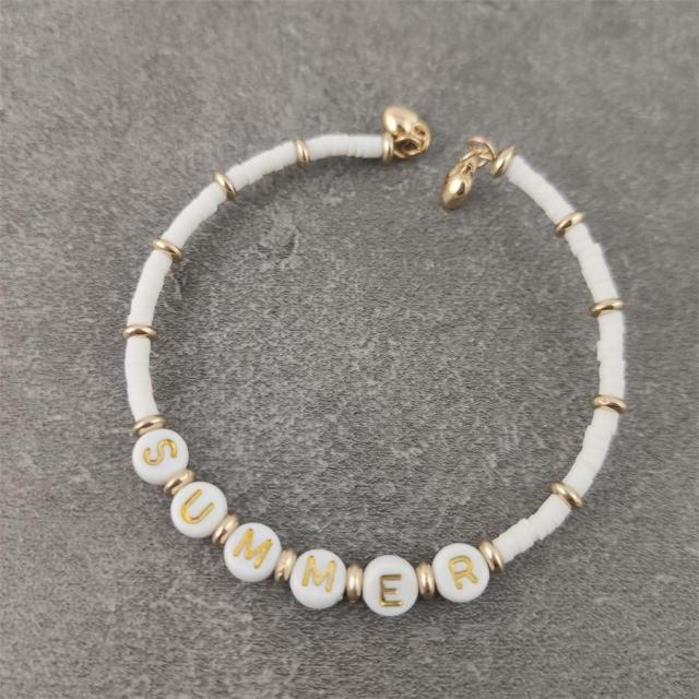 Boho Letter White Charm Bracelet Men Women