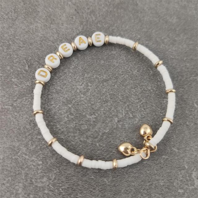 Boho Letter White Charm Bracelet Men Women