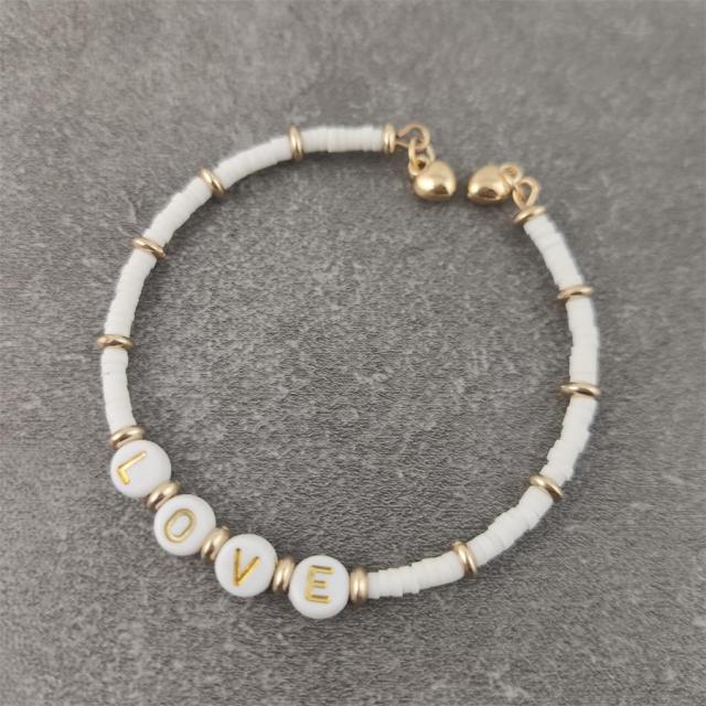 Boho Letter White Charm Bracelet Men Women