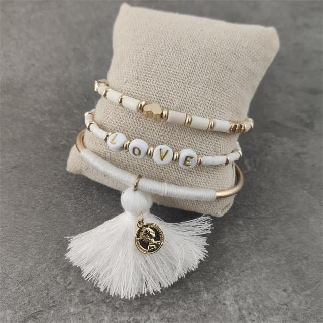 Boho Letter White Charm Bracelet Men Women