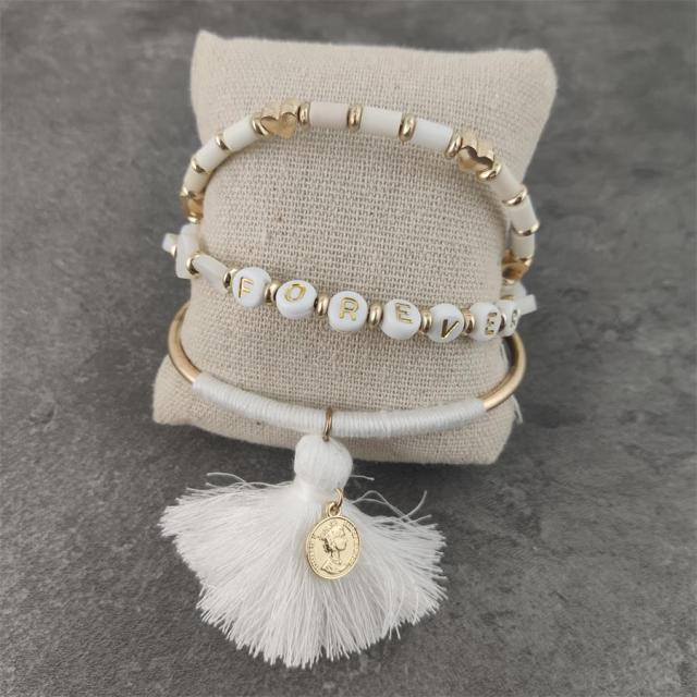 Boho Letter White Charm Bracelet Men Women