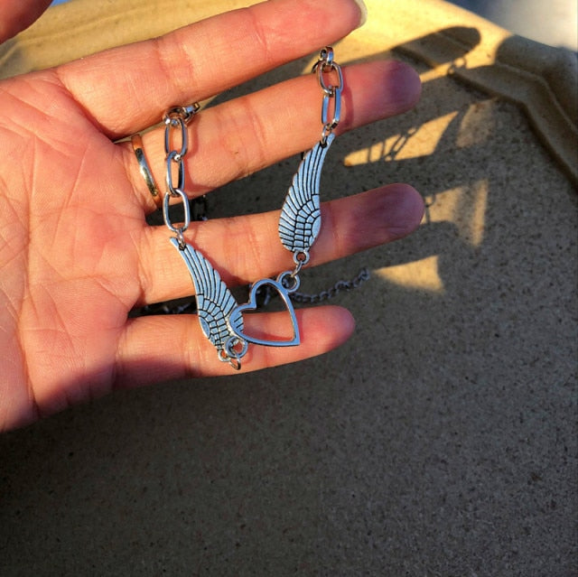 Harajuku Heart Wing Choker Necklaces