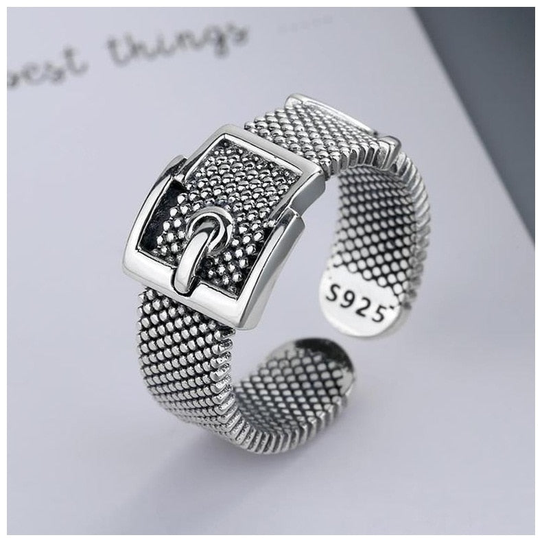 Genuine Silver Color Belt Rings for Women Simple Solid Silver Rings