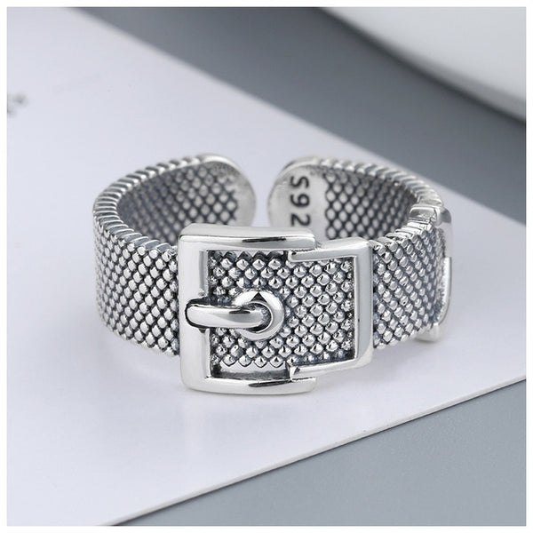 Anillos de cinturón de color plata genuina para mujer Anillos simples de plata maciza