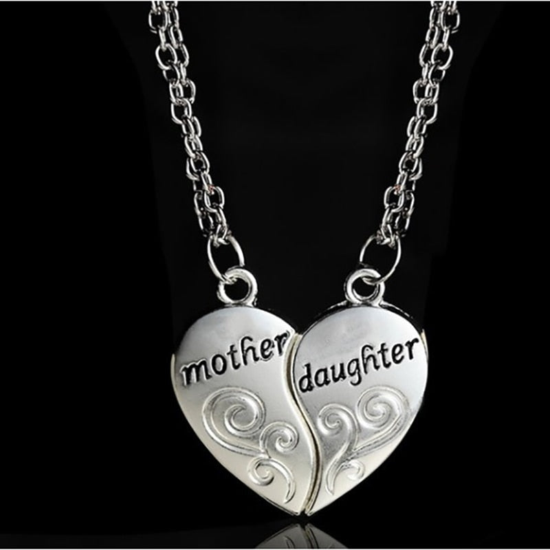 New 2Pcs/Set Mother Daughter Love Heart Necklace