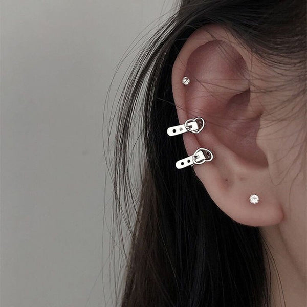 Pendientes de clip con forma de corazón con dije de moda