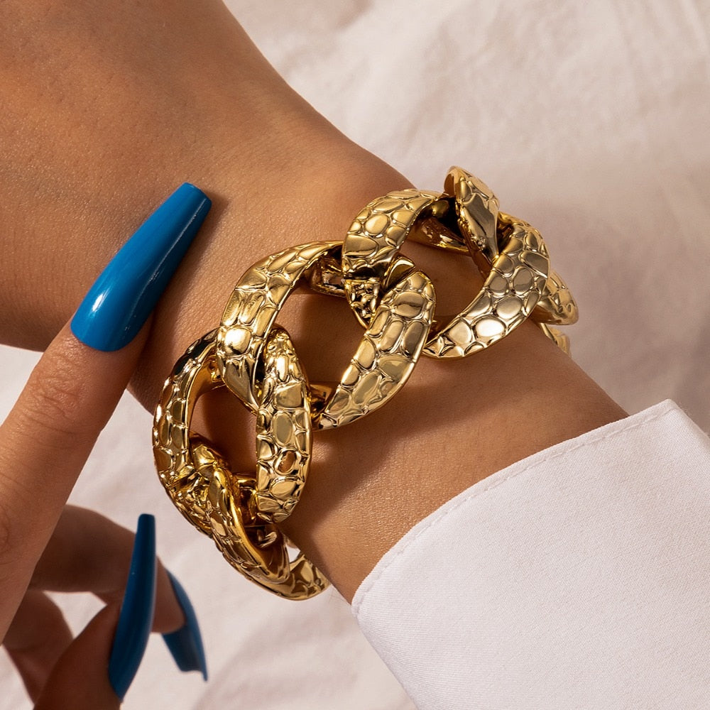 Tocona Punk Gold Chain Bracelets for Women