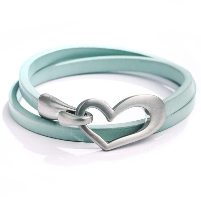 Newest Design Black Simple love Leather Charms Bracelet for Women