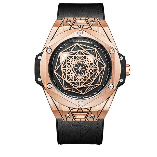Luxury fashion unique sport new leather quartz watch
