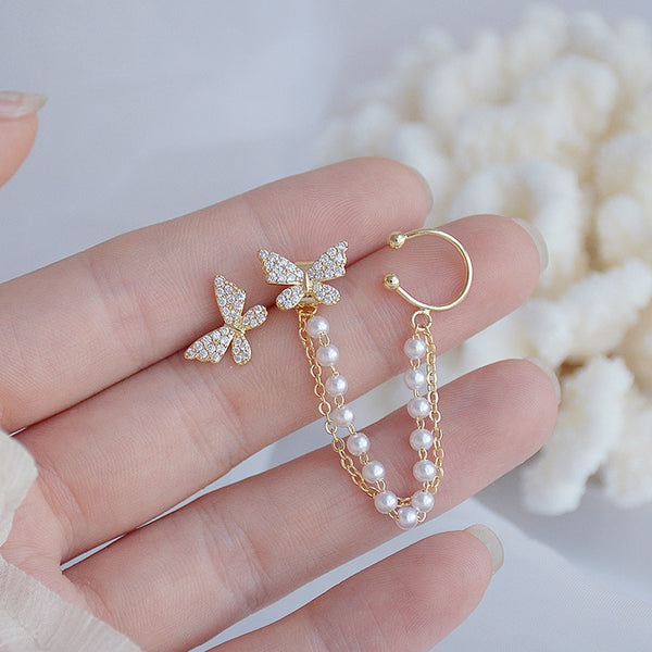 Cute Rhinestone Butterfly Stud Earrings