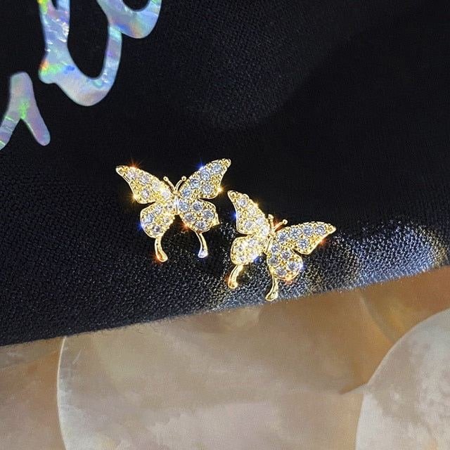 Cute Rhinestone Butterfly Stud Earrings