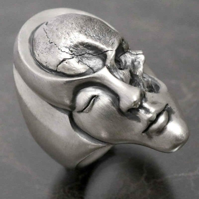 Unique Design Human Duality Hide Yin and Yang Skull Rings