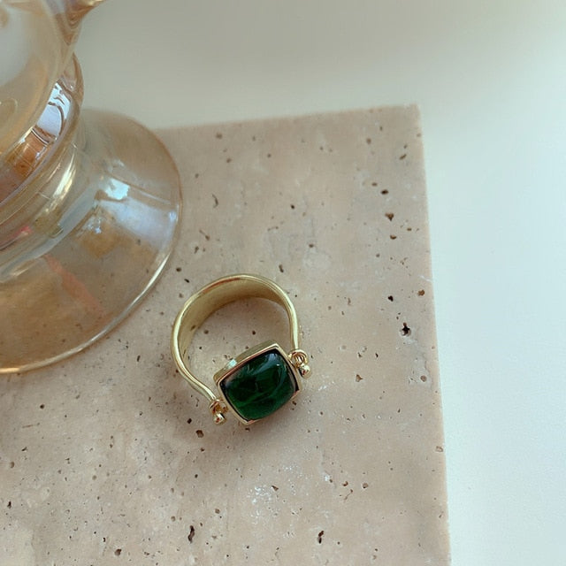 Colorful Vintage  Gold-Plated Crystal Rhinestone Rings