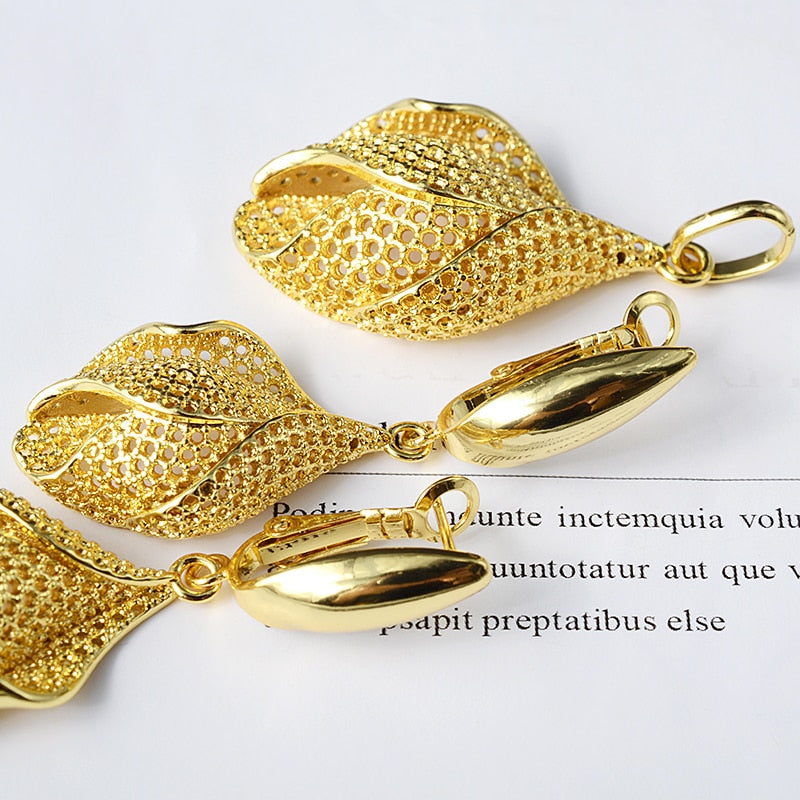Bohemia  Earrings Necklace Pendant Flower Jewelry Sets For Women