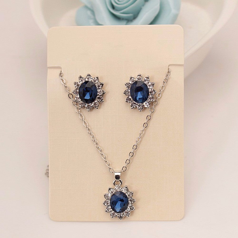 New Fashion Blue Silver Color Crystal Jewelry Set