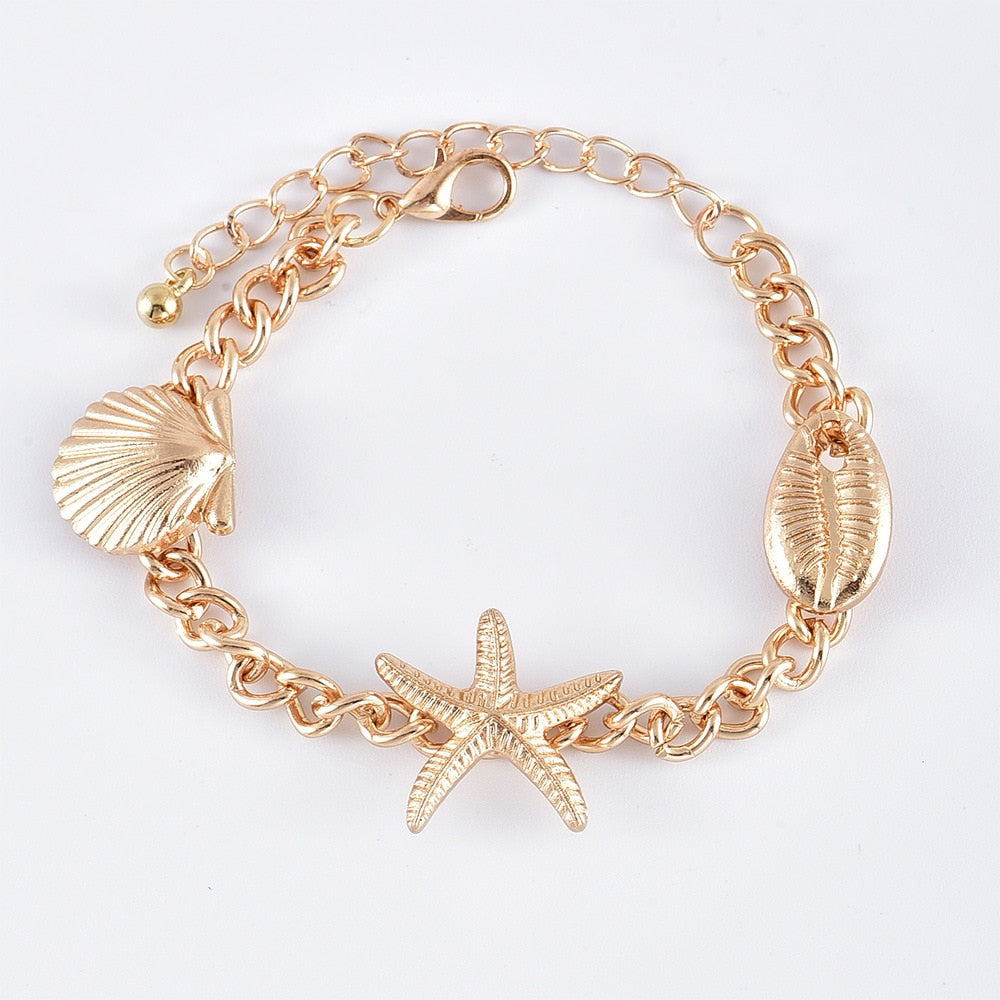 Bohemian Mixed Golden Shell Starfish Bracelet Women