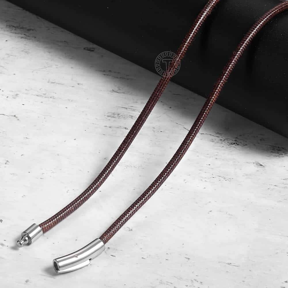 Brown Black Man-made Leather Necklaces