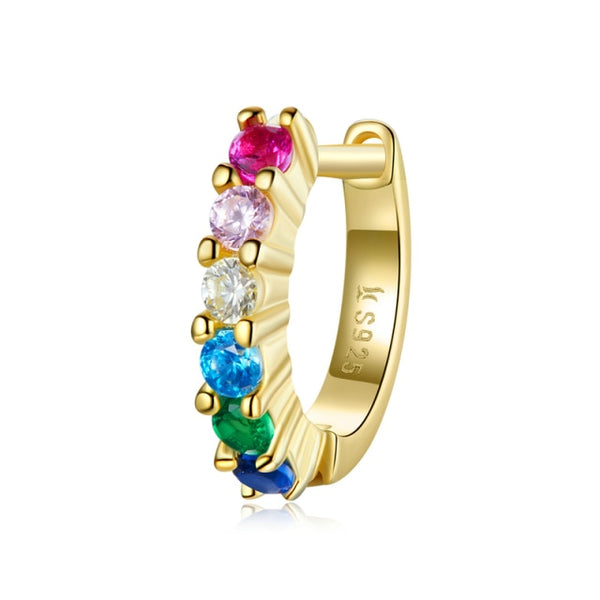 1 par de pendientes de aro individuales para mujer, color dorado, de plata de ley 925.