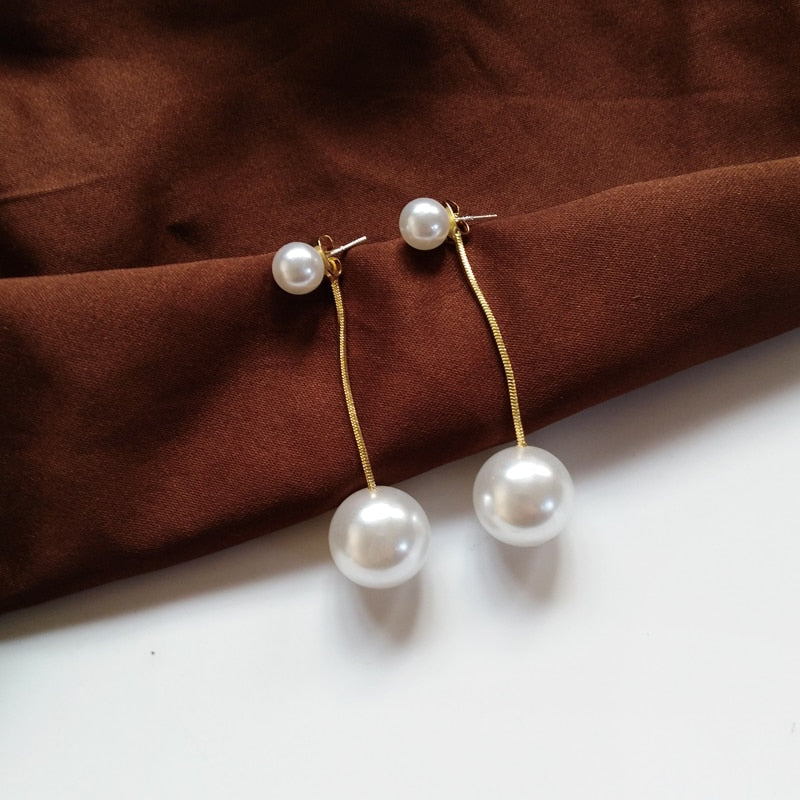 geometric pearl retro metal exquisite French earrings