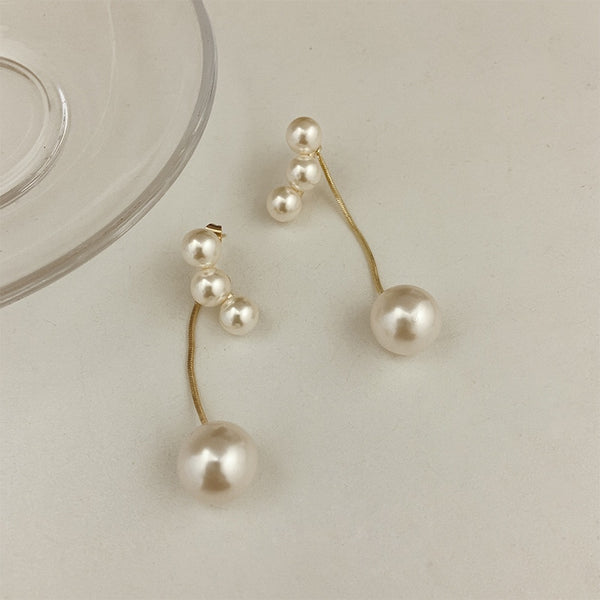 geometric pearl retro metal exquisite French earrings