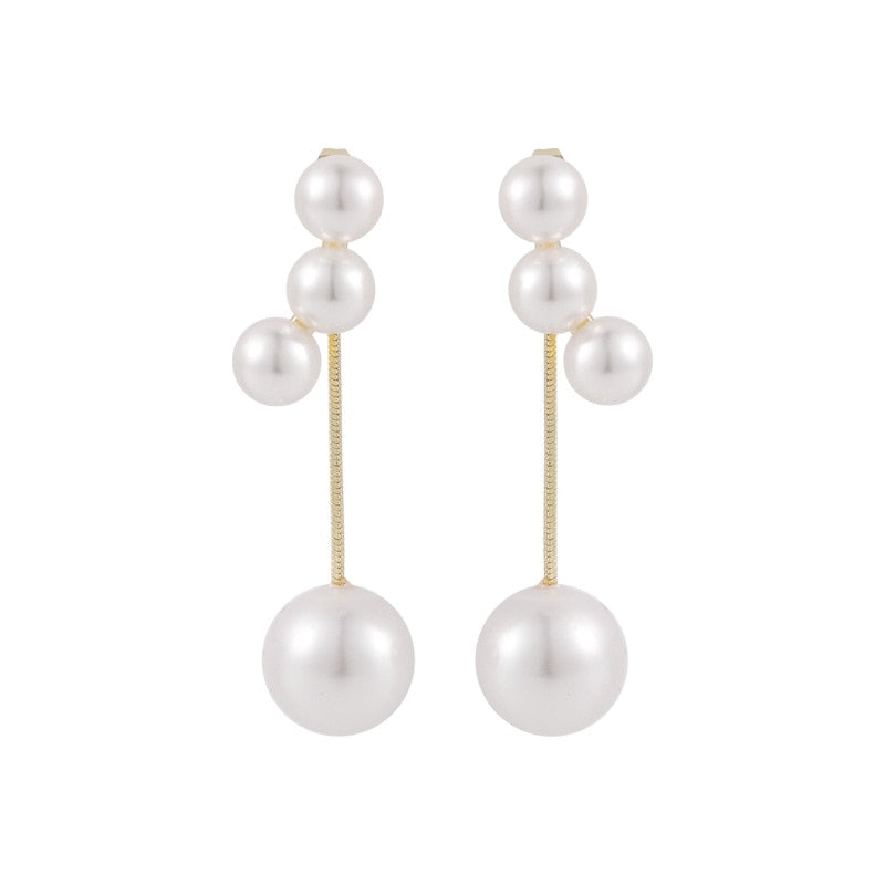 geometric pearl retro metal exquisite French earrings