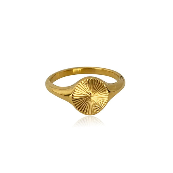 Anillo de acero inoxidable chapado en oro de 18 quilates para mujer
