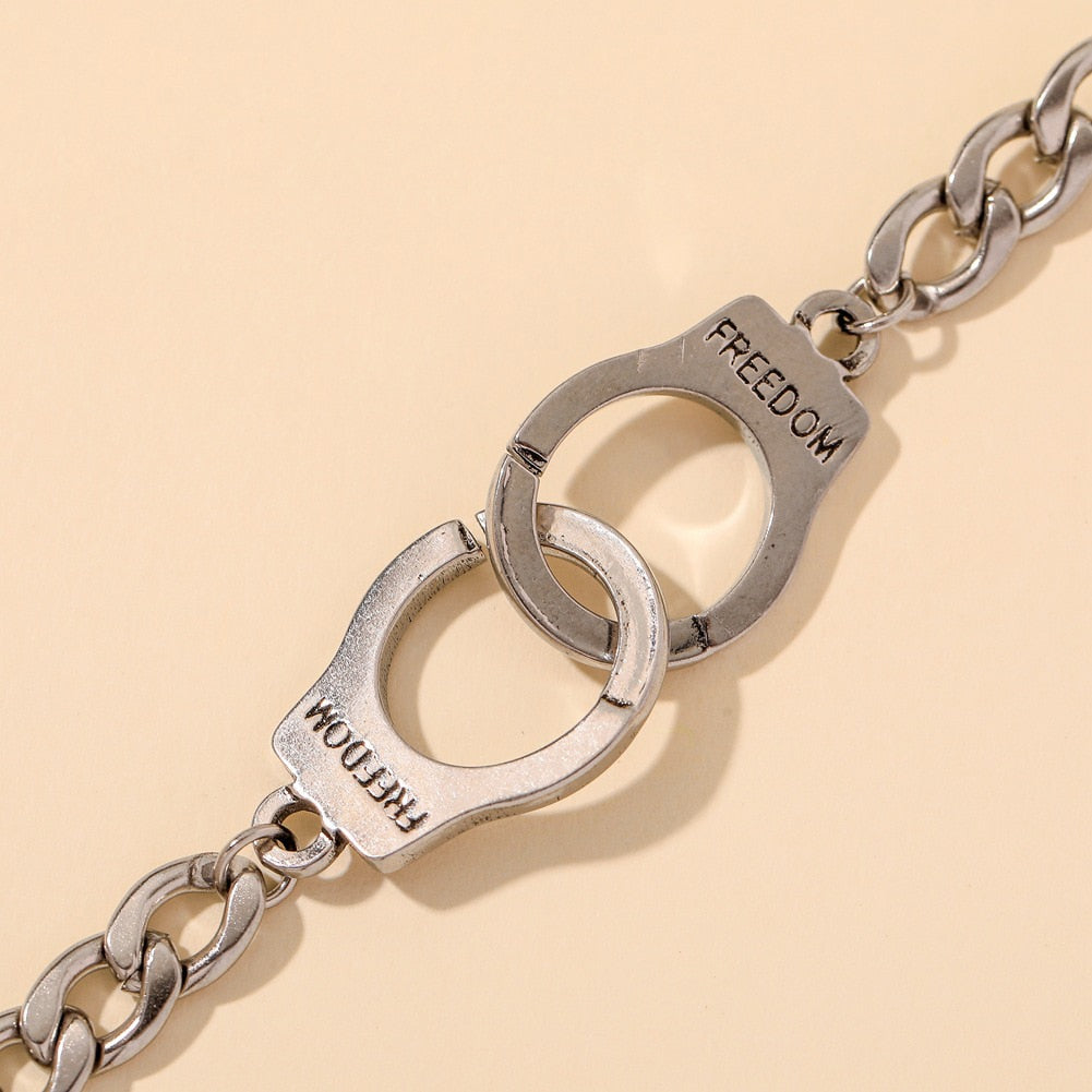 women Handcuffs lettering Freedom couple bracelet
