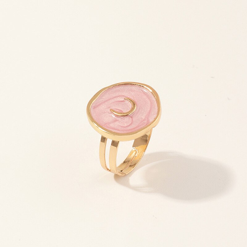 Creative Wedding Heart Star Moon lightning Round Gold Color Ring