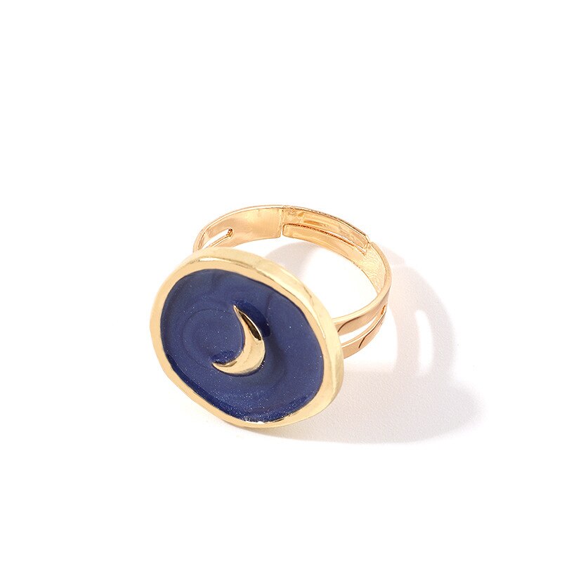 Creative Wedding Heart Star Moon lightning Round Gold Color Ring