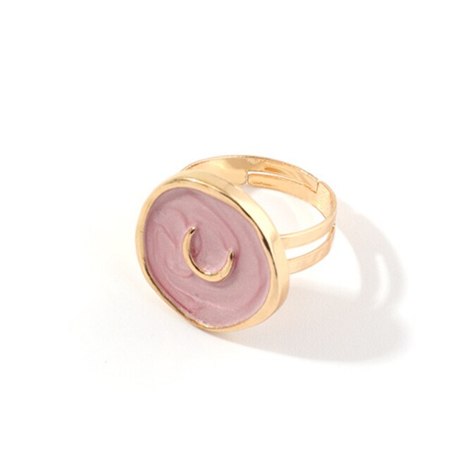 Creative Wedding Heart Star Moon lightning Round Gold Color Ring
