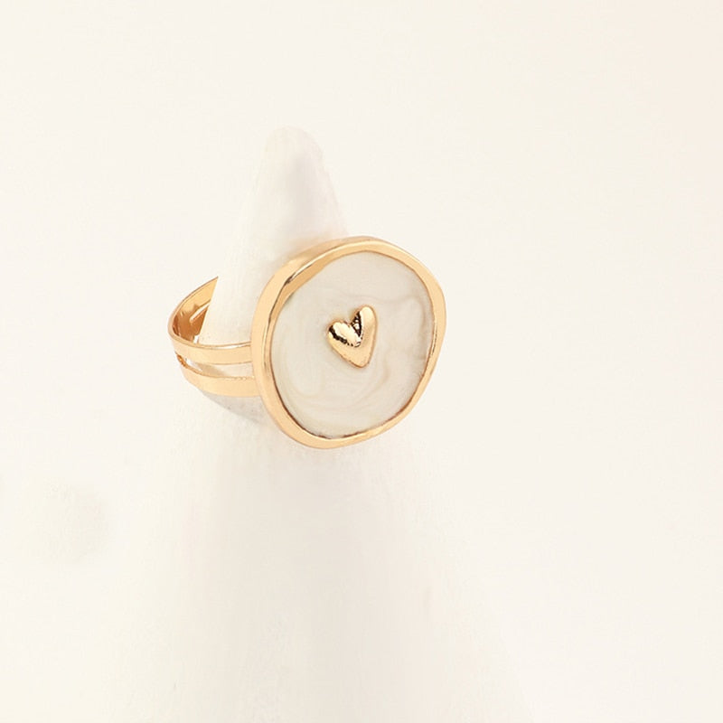 Creative Wedding Heart Star Moon lightning Round Gold Color Ring