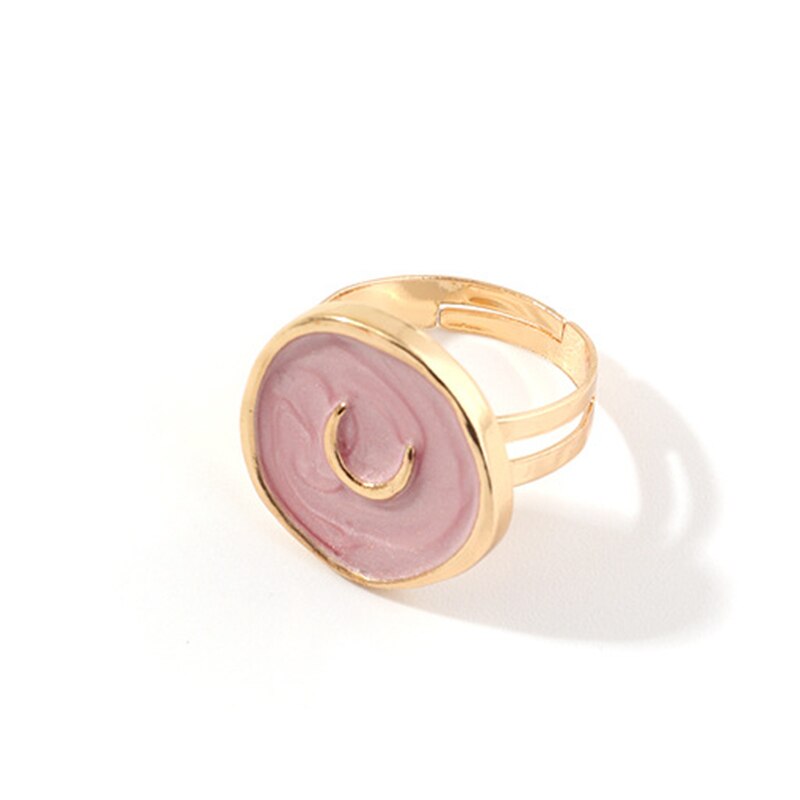 Creative Wedding Heart Star Moon lightning Round Gold Color Ring